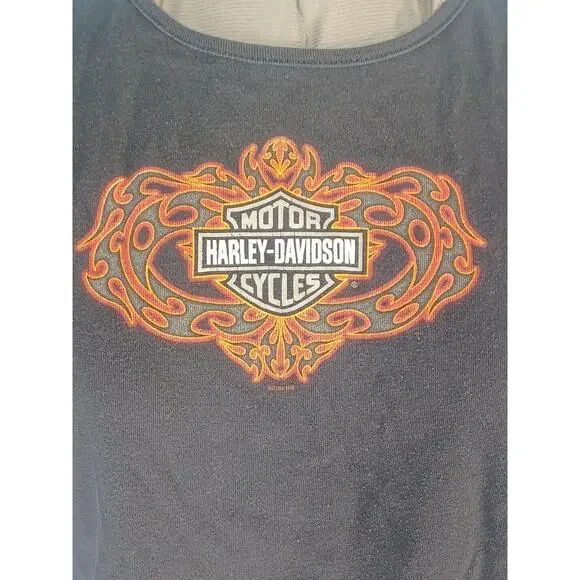 Vintage Women's Harley Davidson Logo Long Sleeve Black Shirt With Tie Back - Picture 2 of 10